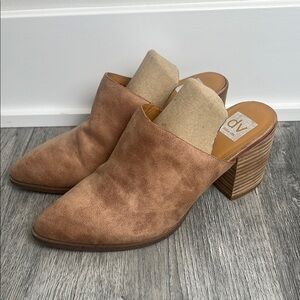 DV by Dolce Vita Tan Suede Mules with Block Heel
